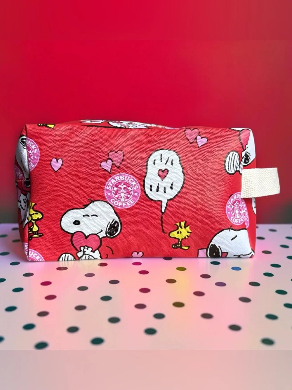 Snoopy Starbucks Red Cosmetic Pouch